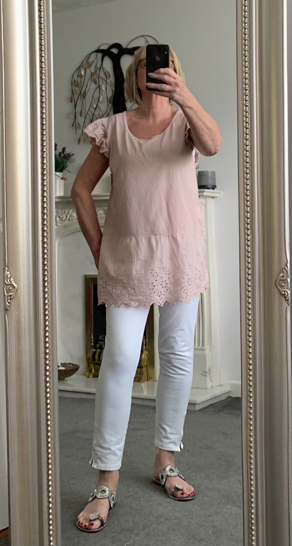 Plain Cotton Jersey Frill Sleeve Tunic