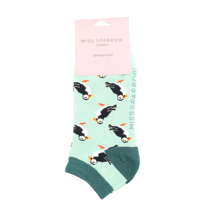 Bamboo Trainer Socks For Women - Puffins