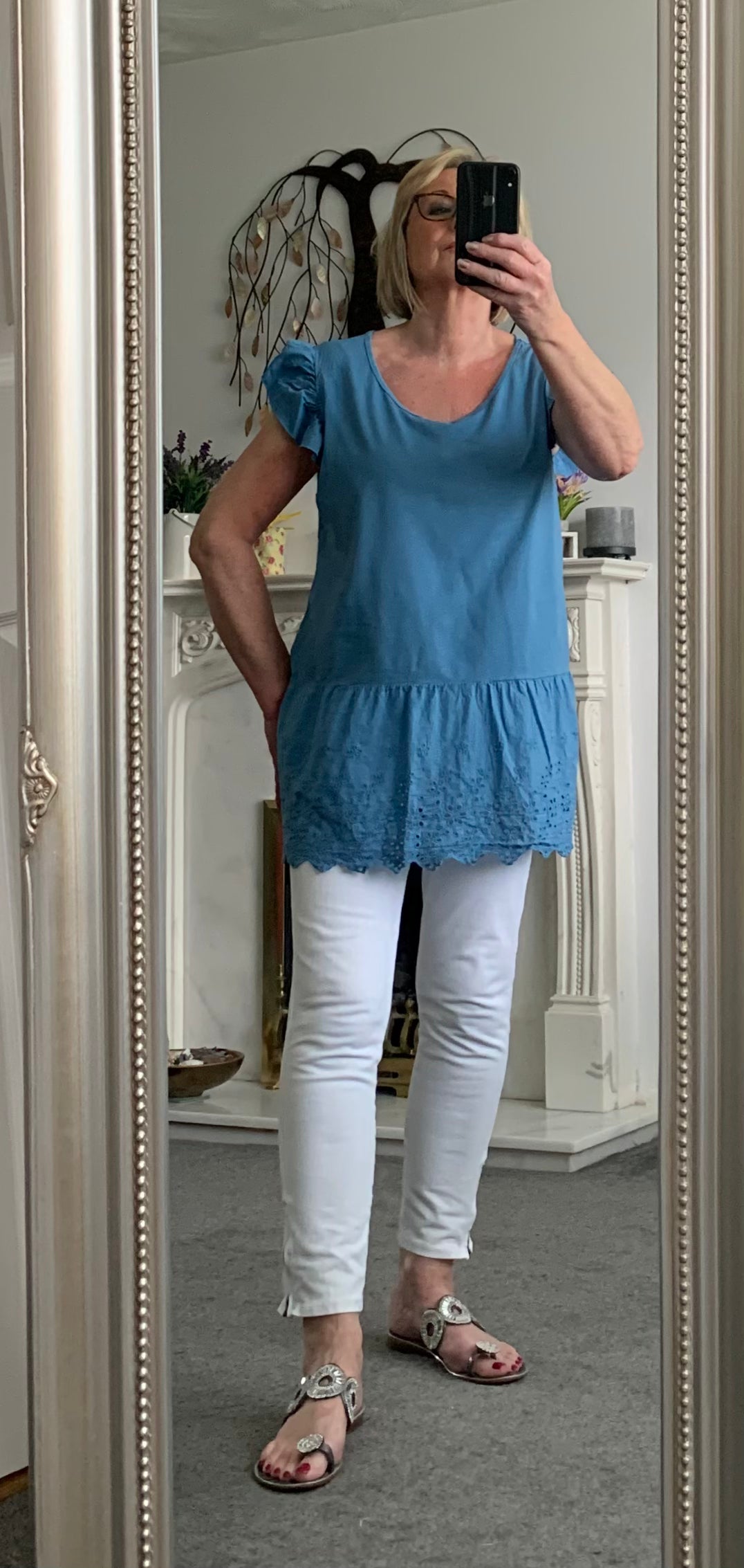 Plain Cotton Jersey Frill Sleeve Tunic