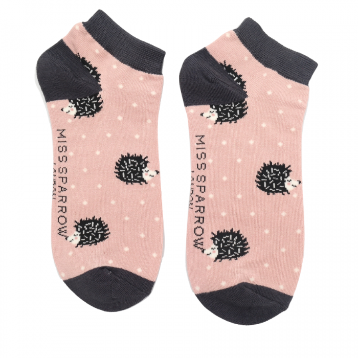 Bamboo Trainer Socks For Women - Hedgehogs