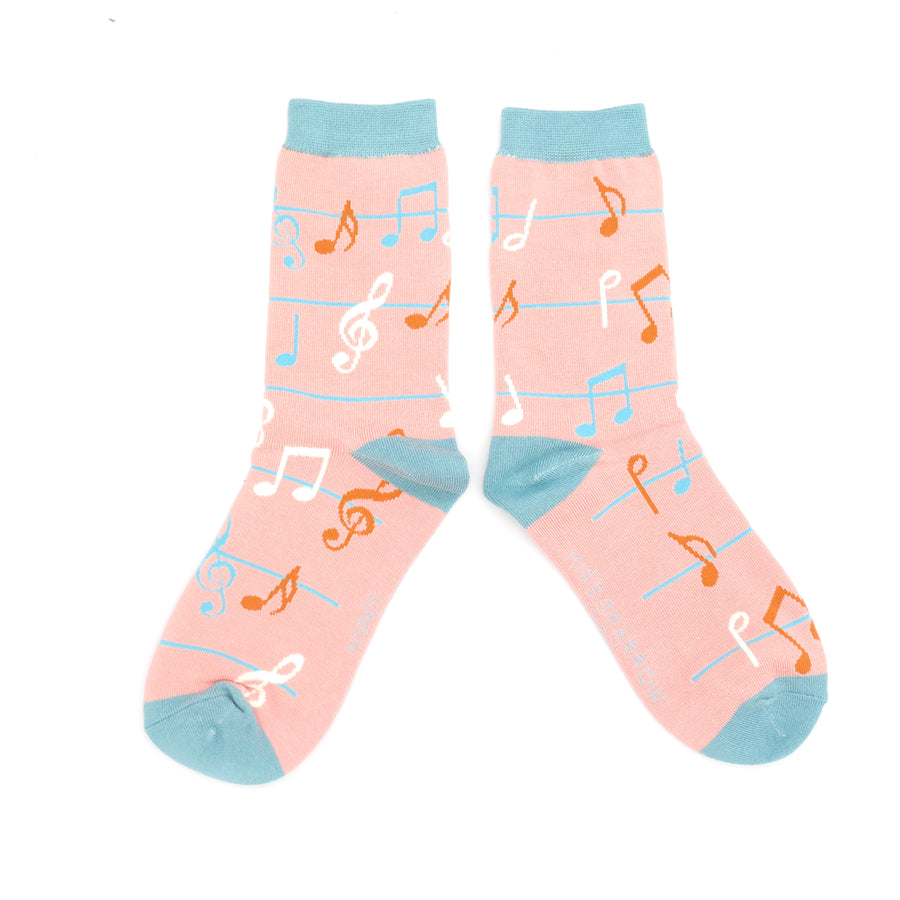 Bamboo Socks For Women - Music Notes