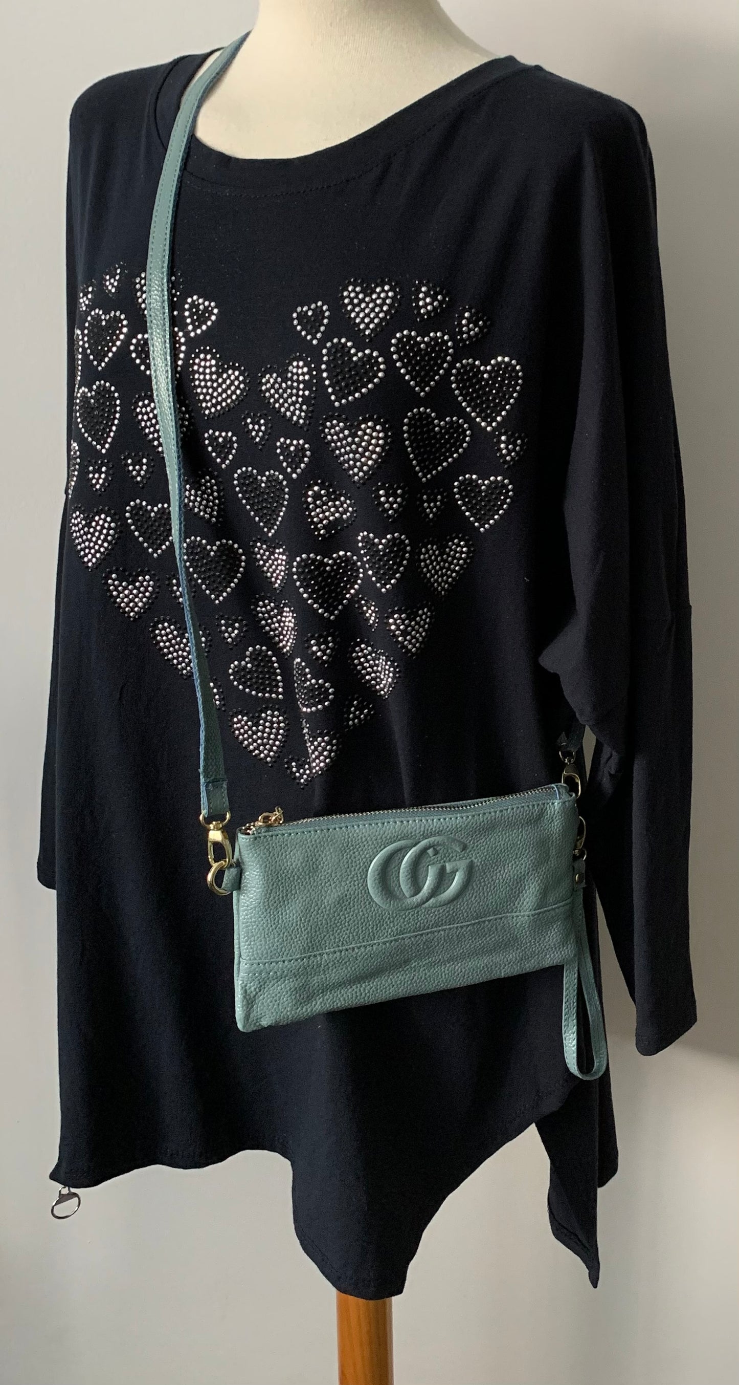 Designer Inspired Italian Leather Clutch Bag - Aqua