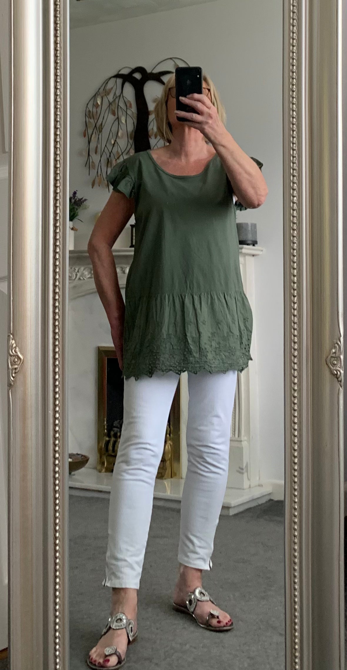 Plain Cotton Jersey Frill Sleeve Tunic