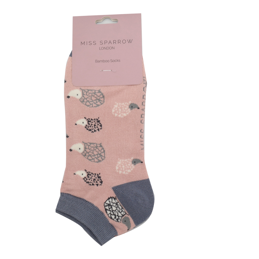 Bamboo Trainer Socks For Women - Hedgehogs