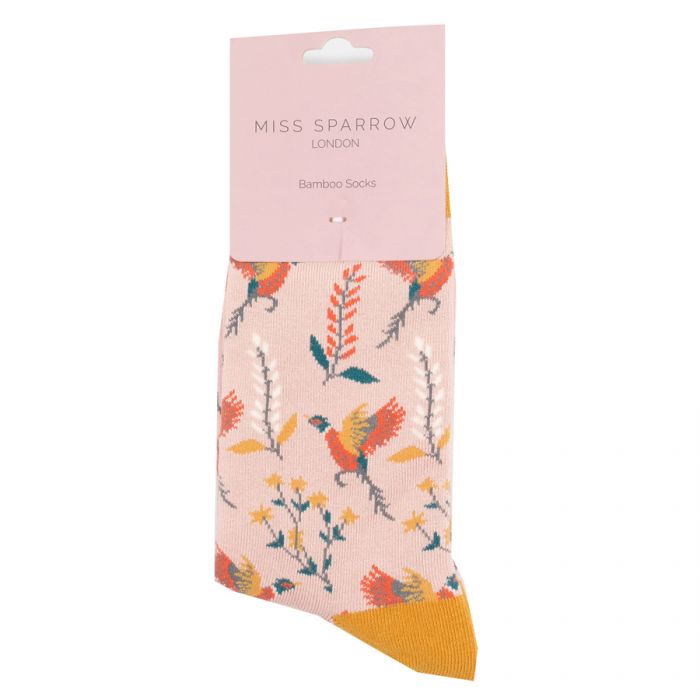 Bamboo Socks For Women - Pheasants & Flowers