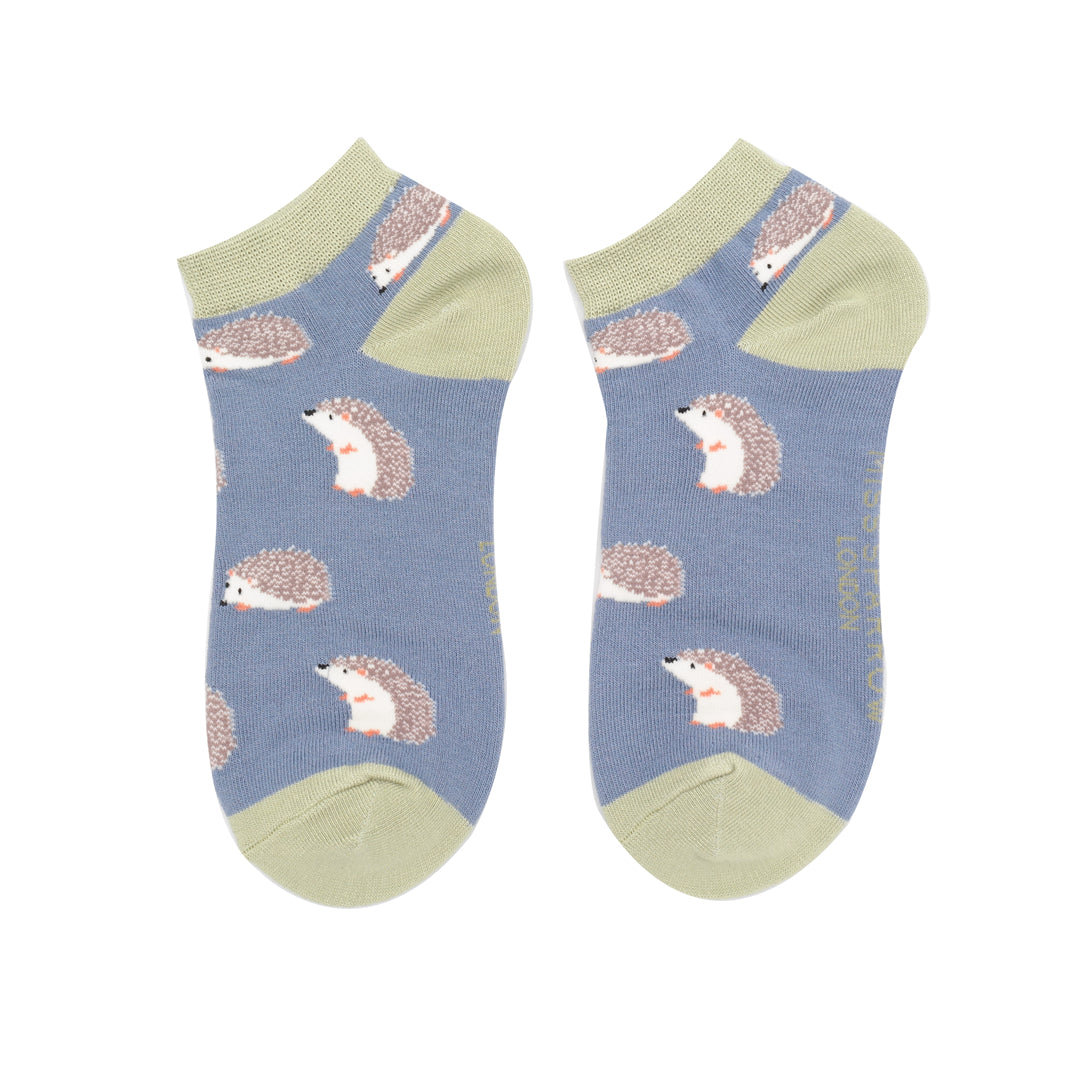 Bamboo Trainer Socks For Women - Cute Hedgehogs