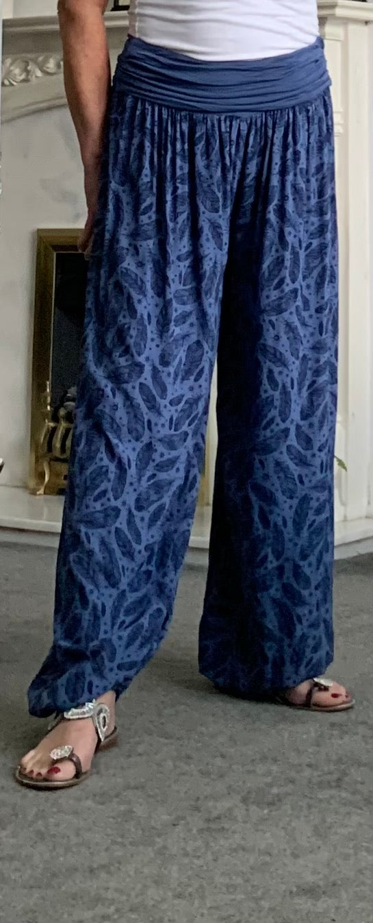 Feather Print Harem Trousers