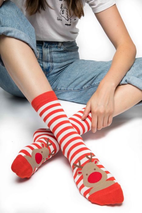 Christmas Bamboo Socks For Women - Reindeer