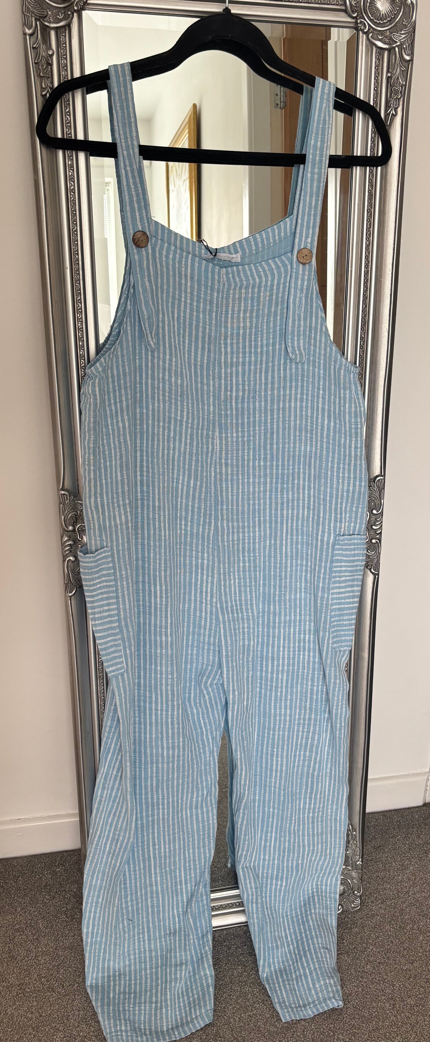 Cotton Stripe Dungarees