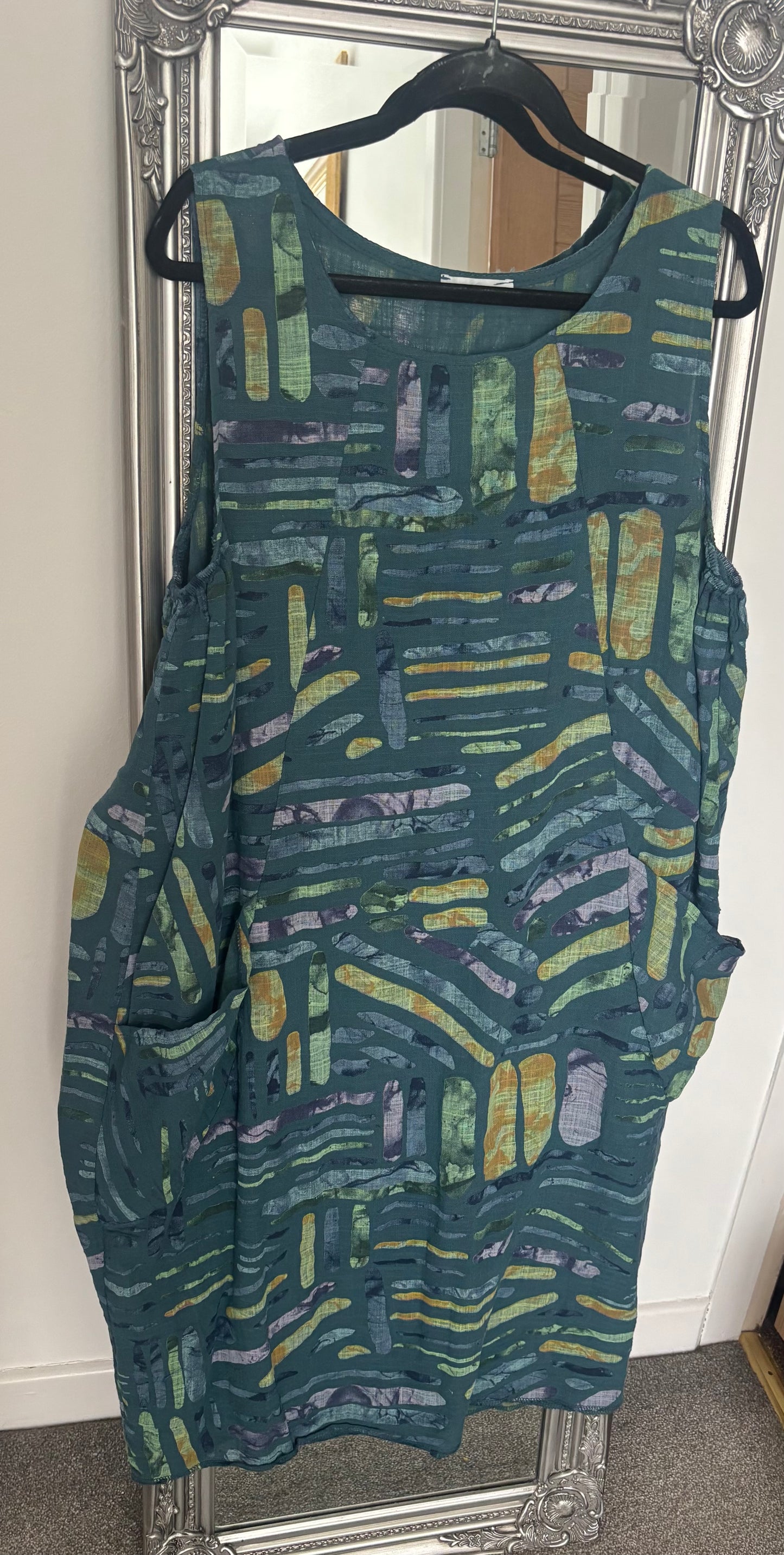 Sleeveless Cotton Stick Print Dress