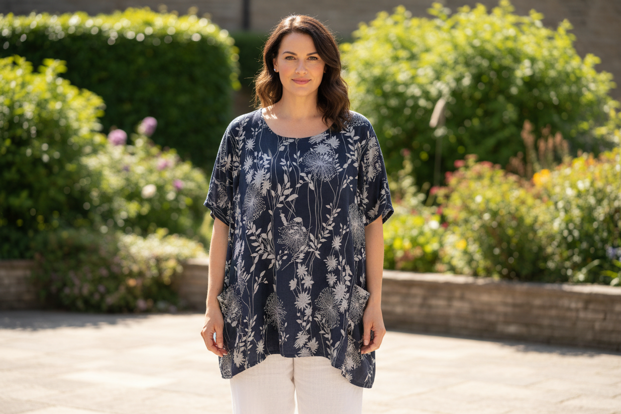 Cotton Plus Size Tunic With Pockets
