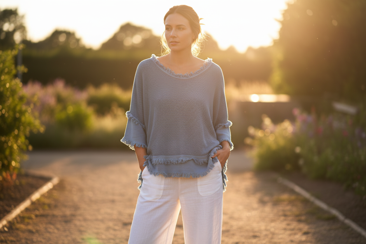 Frayed Edge Mesh 2 Piece Tunic