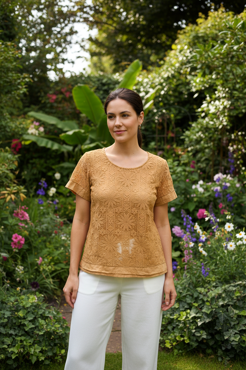 Lace Button Back Top