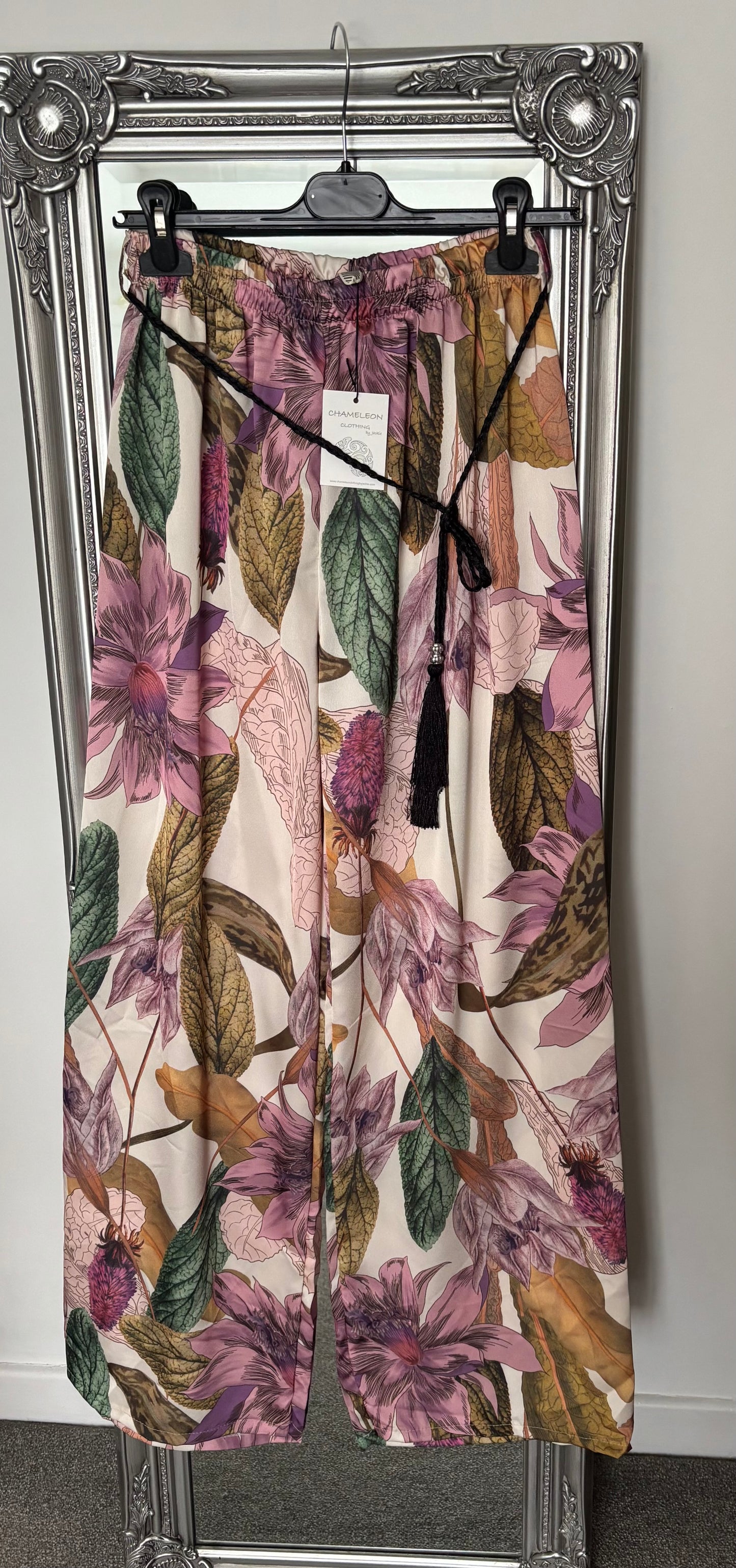 Silky Tropical Palazzo Trousers