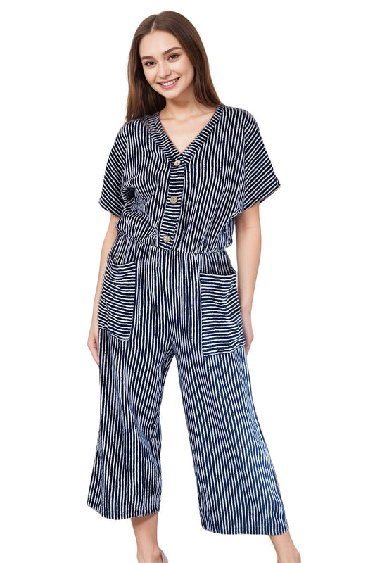 Cotton Stripe Jumpsuit