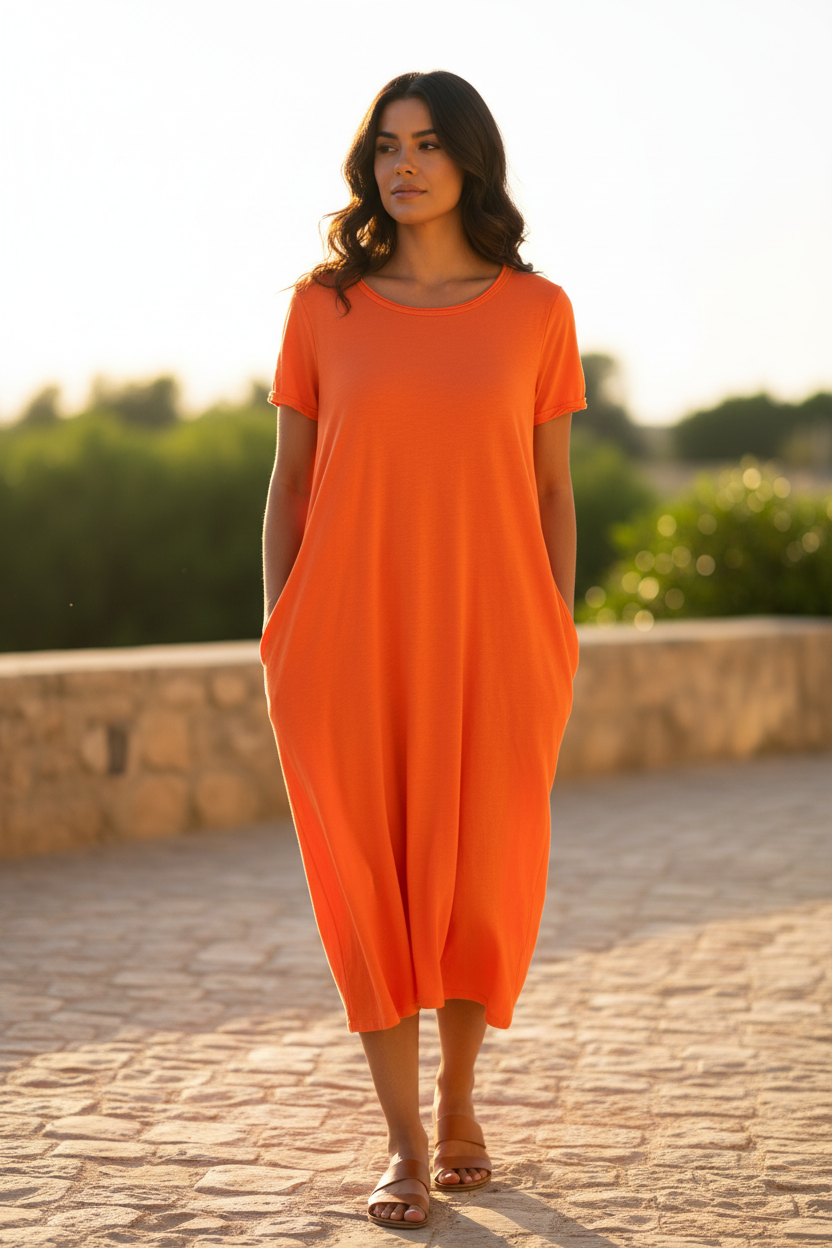 Plain Cotton Jersey Dress