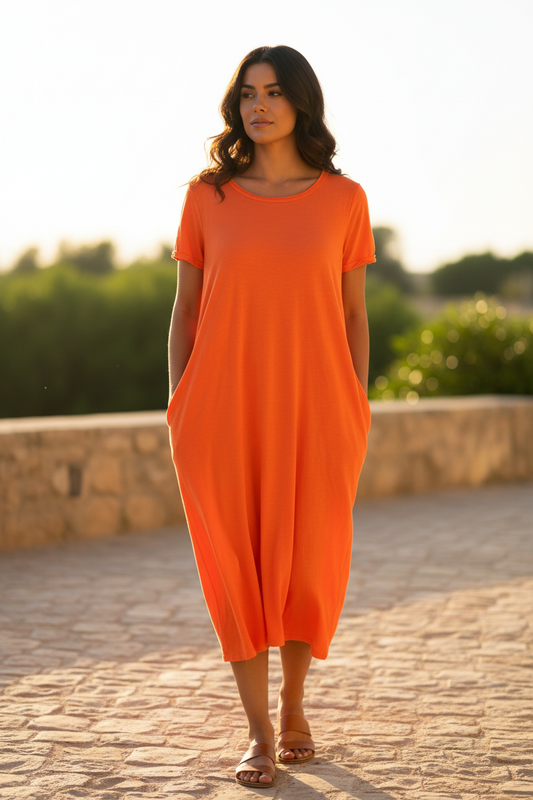 Plain Cotton Jersey Dress