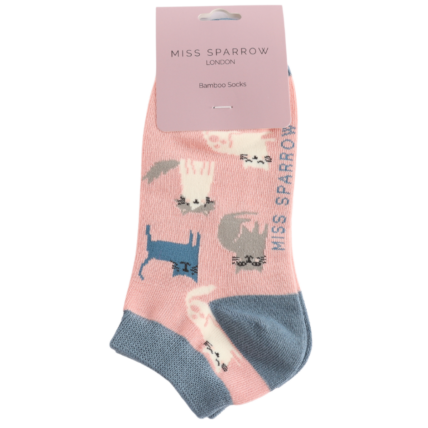 Bamboo Trainer Socks For Women - Cute Kitten