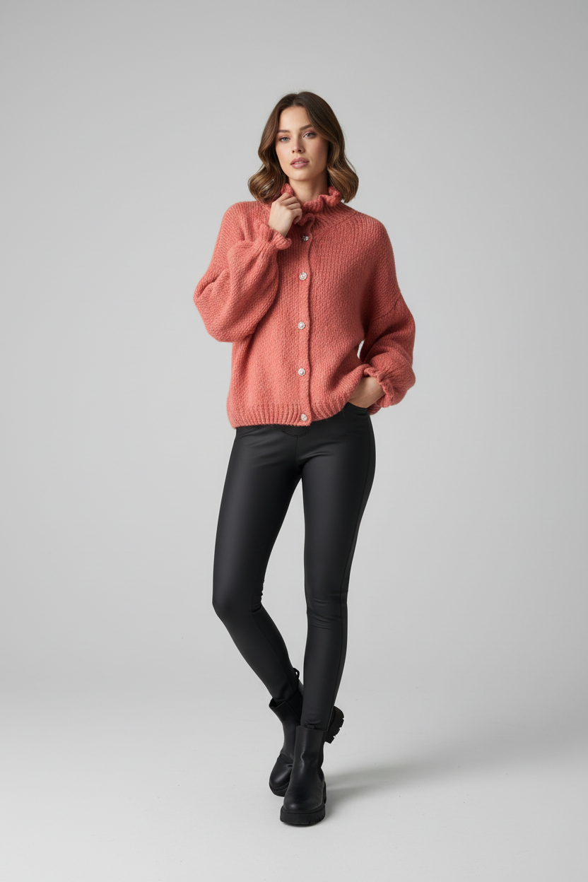 Fluffy Cardi With Frill Detail