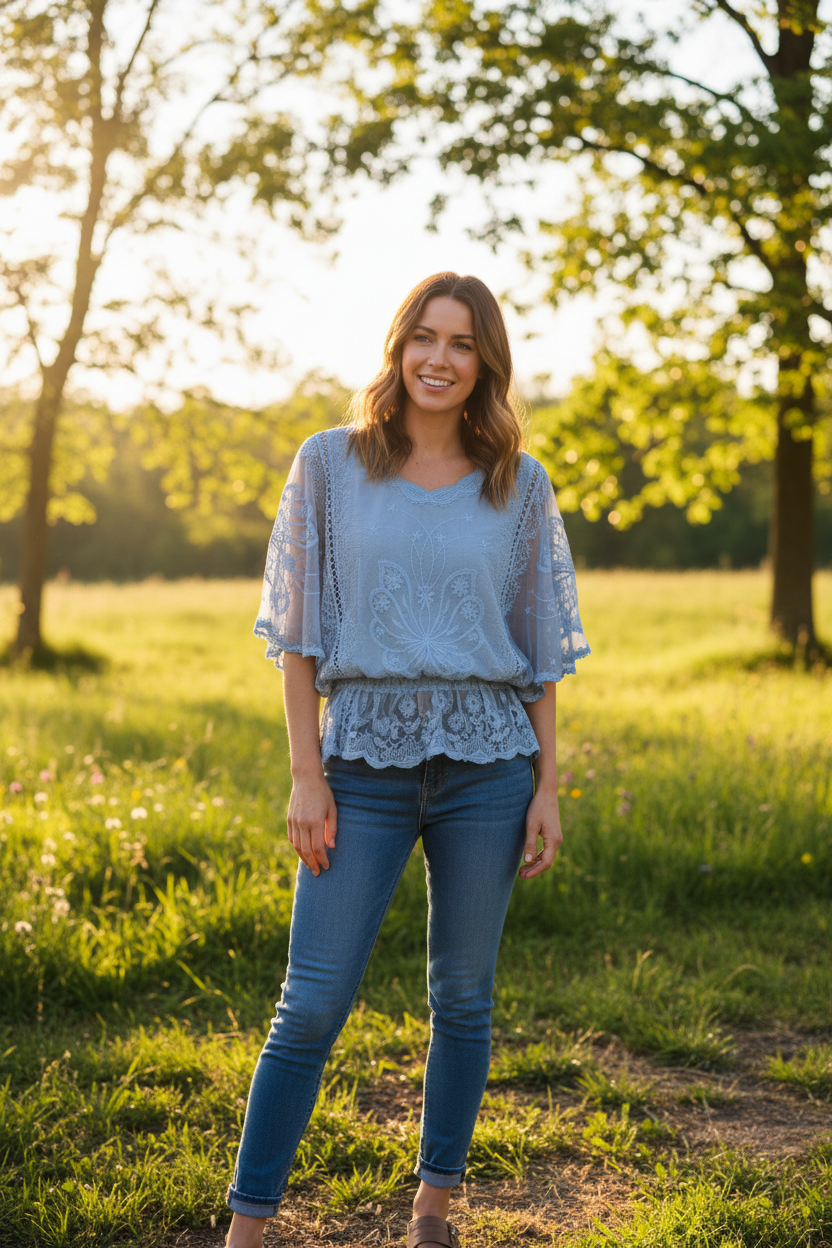 Plain Cotton Embroidered Top