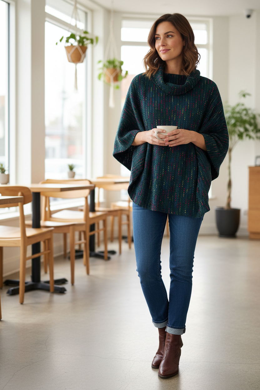 Cowl Neck Poncho Tunic