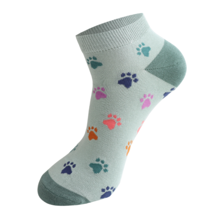 Bamboo Trainer Socks For Women - Multi Paw Prints