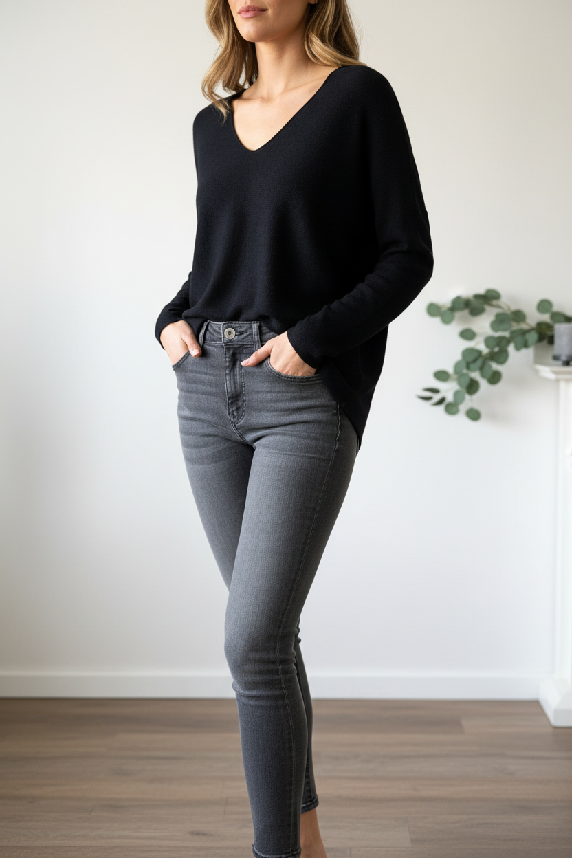 Plain V Neck Jumper