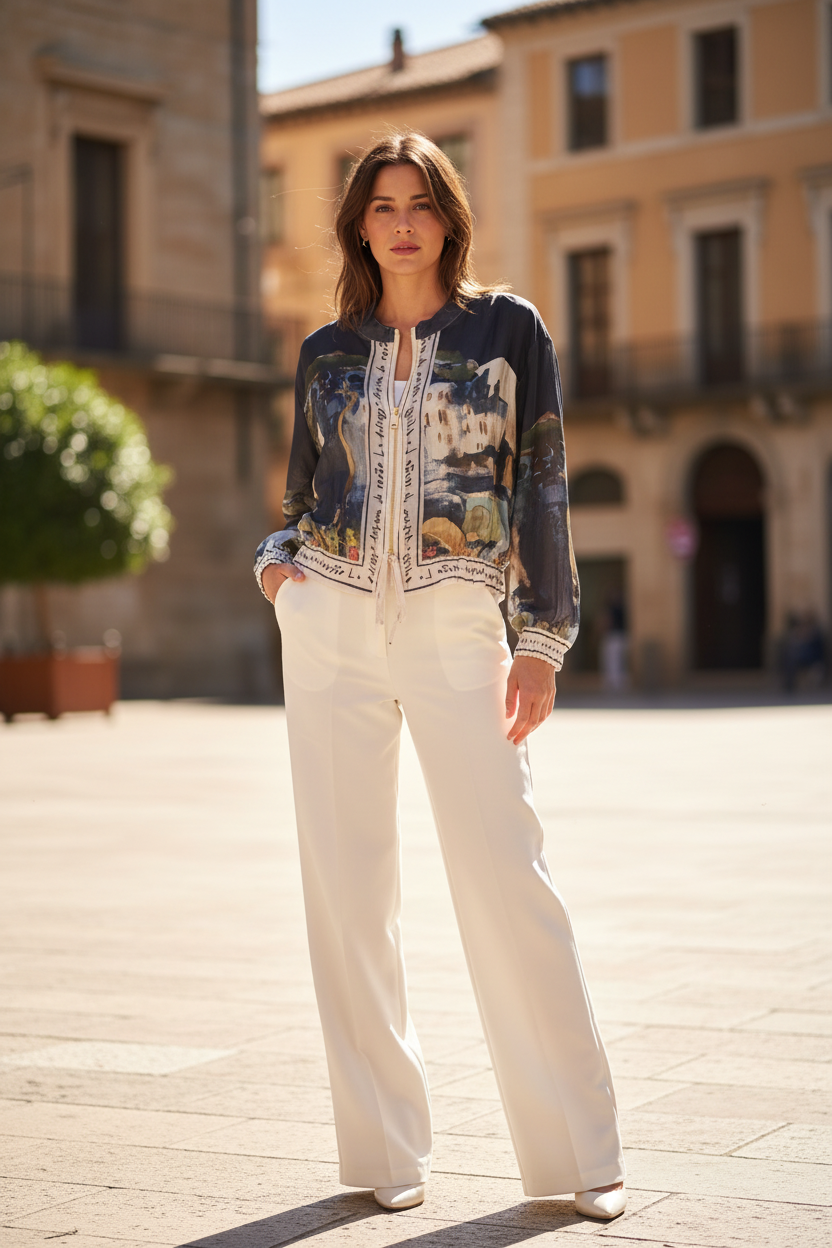 Chiffon Print Zip Jacket