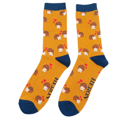 Bamboo Socks For Men - Hearts & Hedgehogs