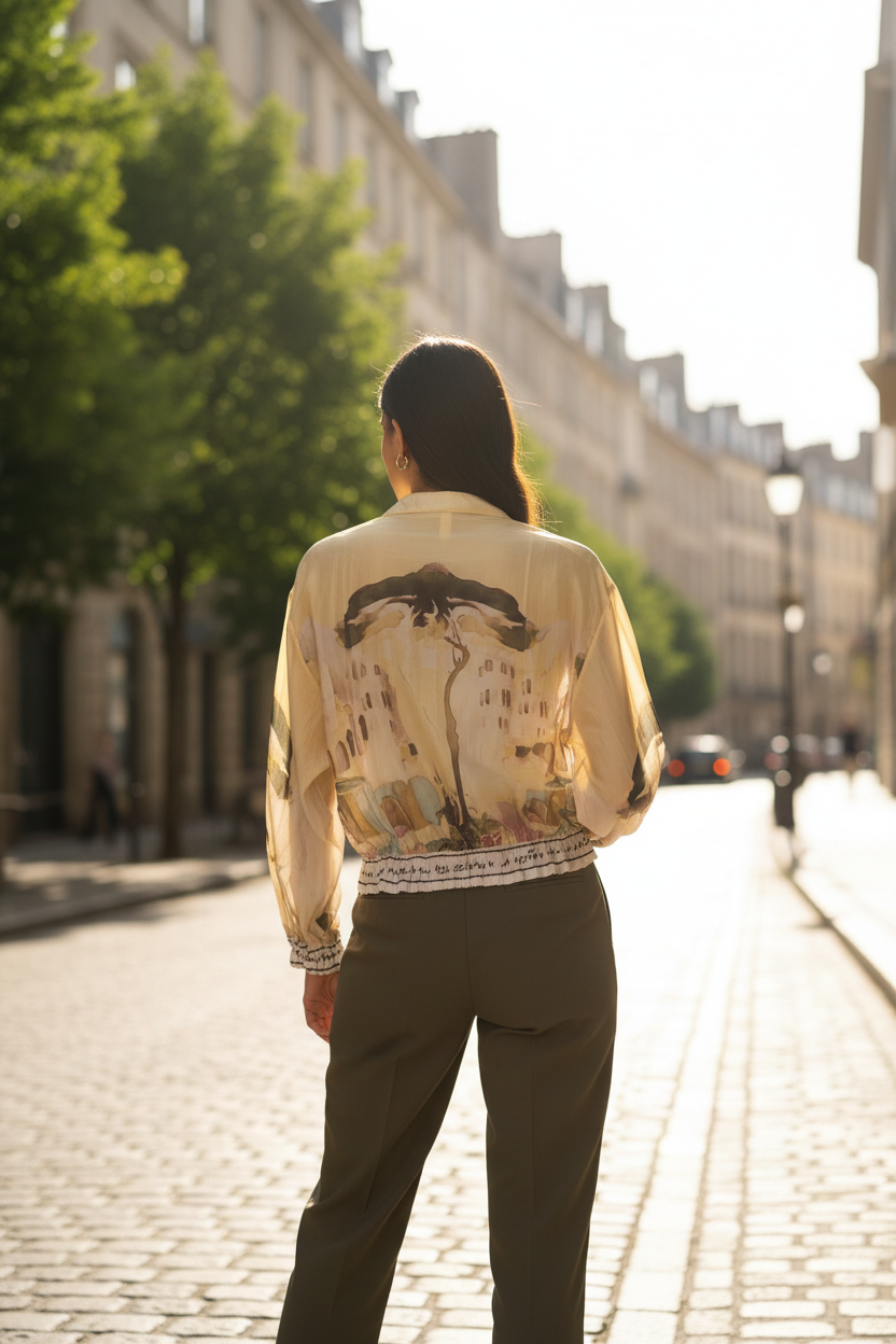 Chiffon Print Zip Jacket