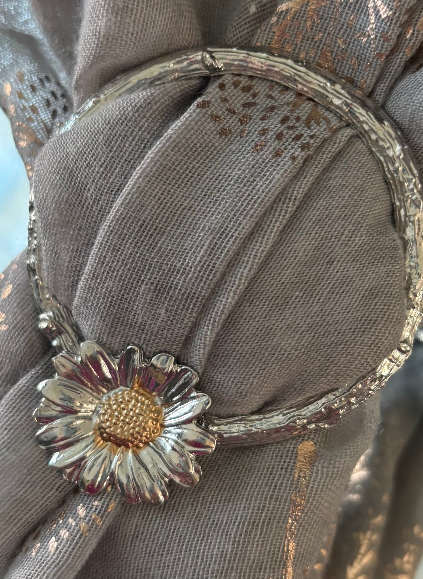 Daisy Scarf Ring - Silver & Rose Gold