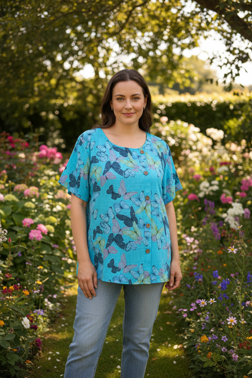 Butterfly Print Cotton Tunic