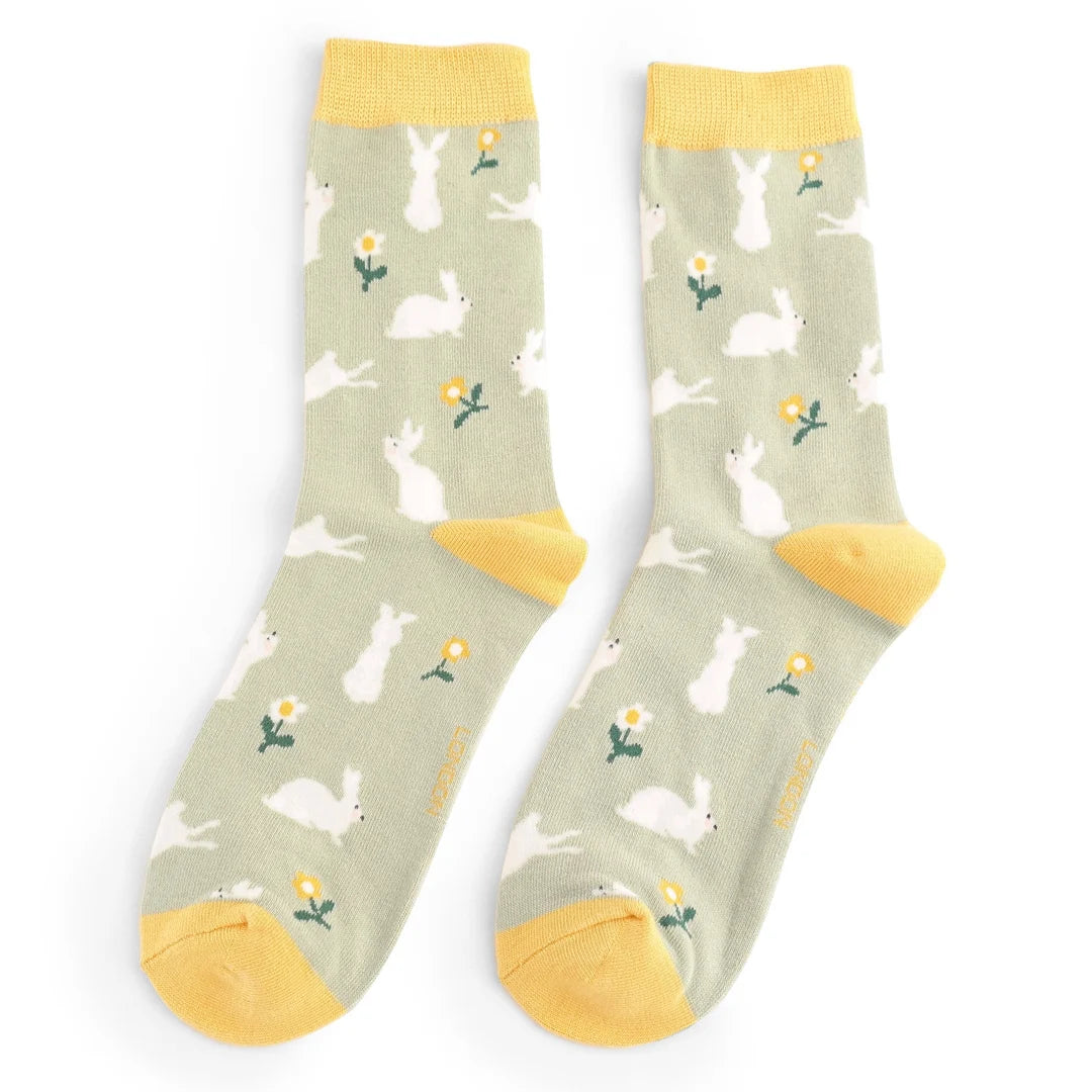 Bamboo Socks For Women - Bunnies & Daisies