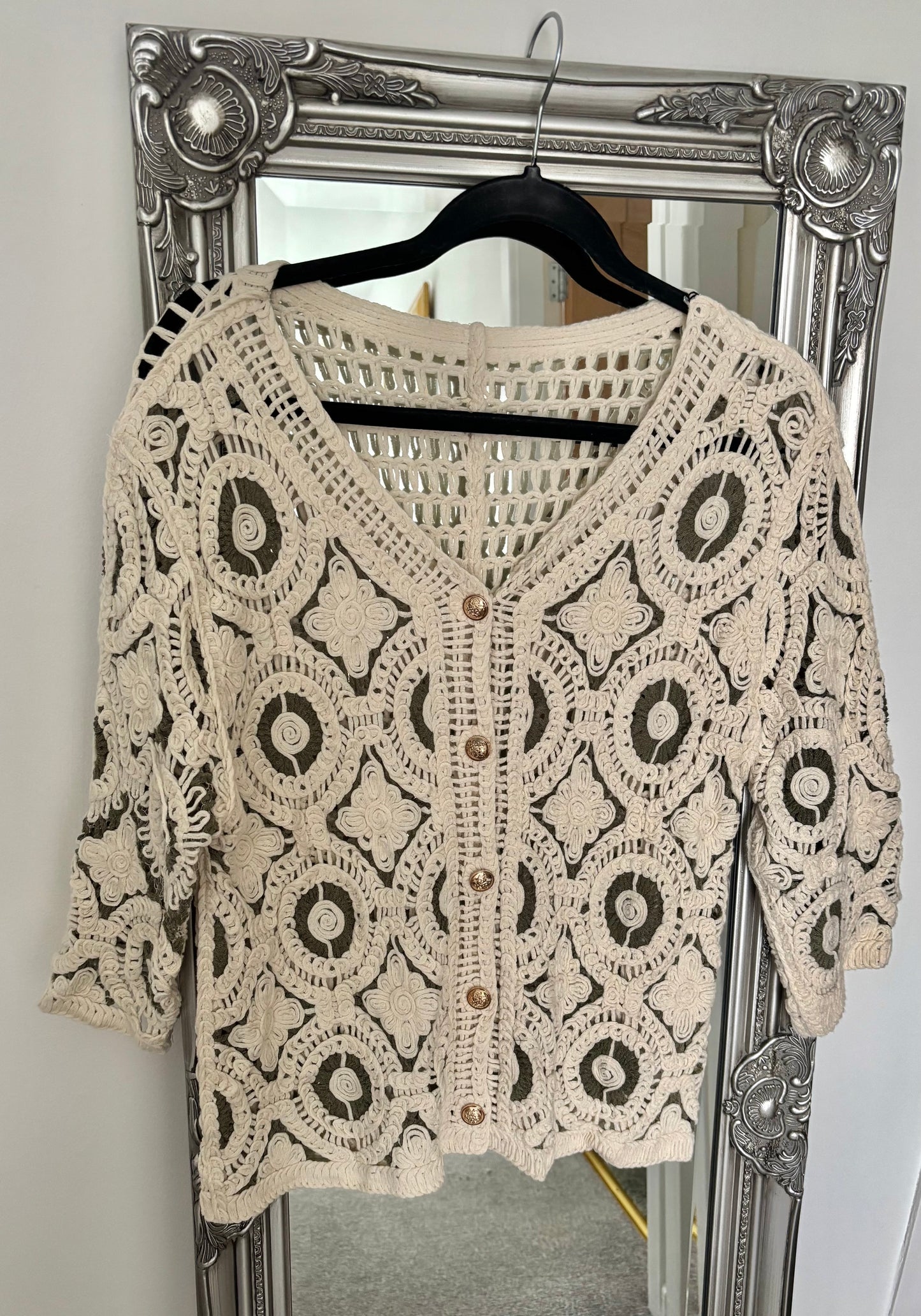 Cotton Two Tone Crochet Jacket