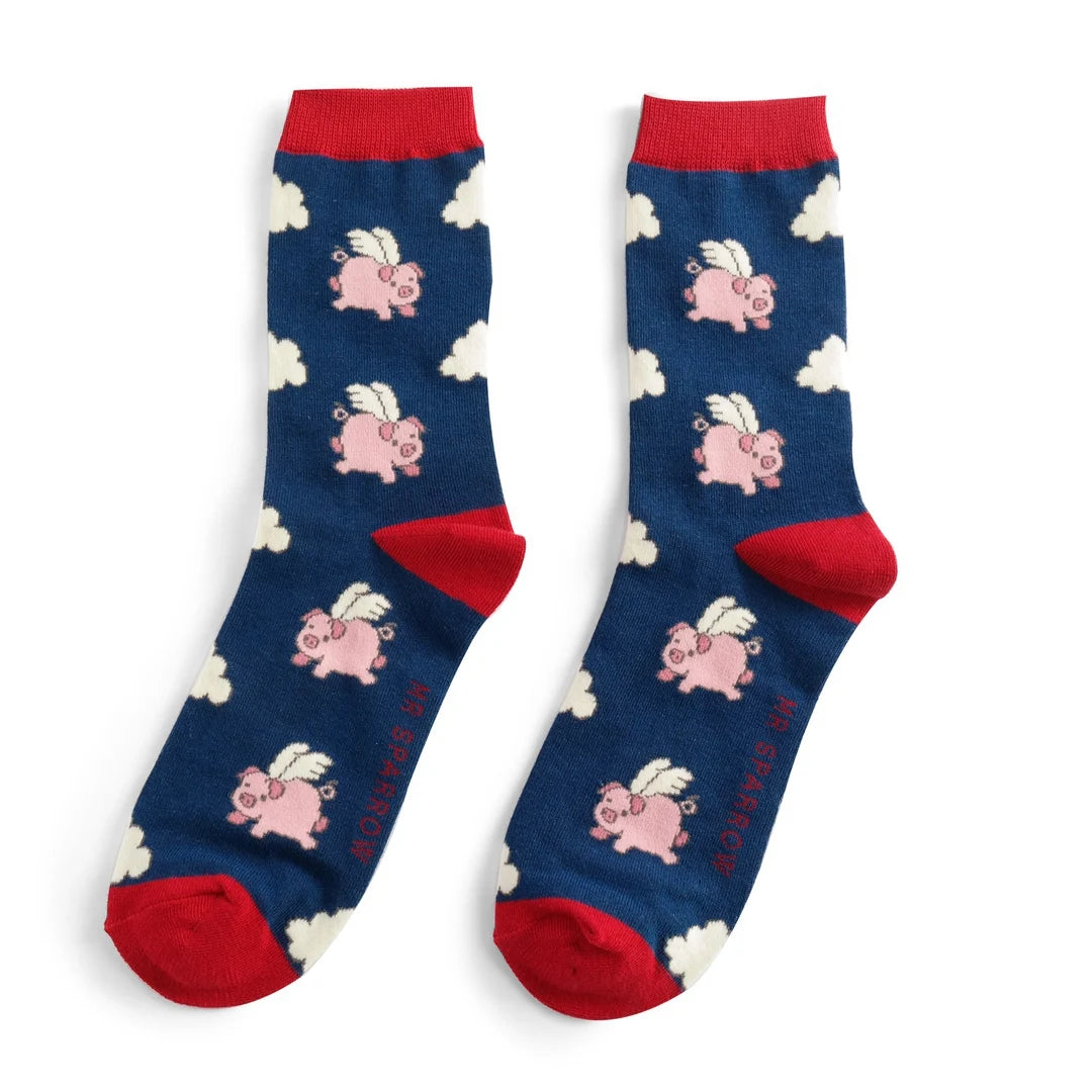 Bamboo Socks For Men - Flying Pigs