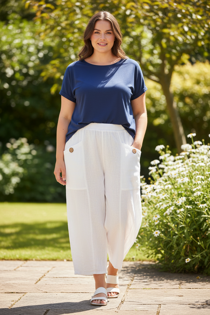 Plus Size Linen Trousers
