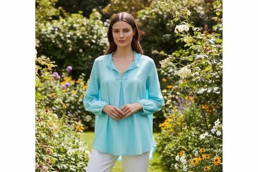 Plain Long Sleeve Cotton Tunic