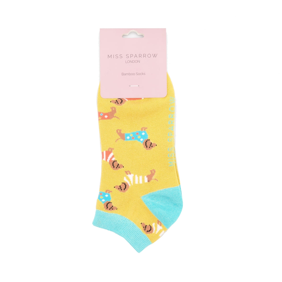 Bamboo Trainer Socks For Women - Dachsunds