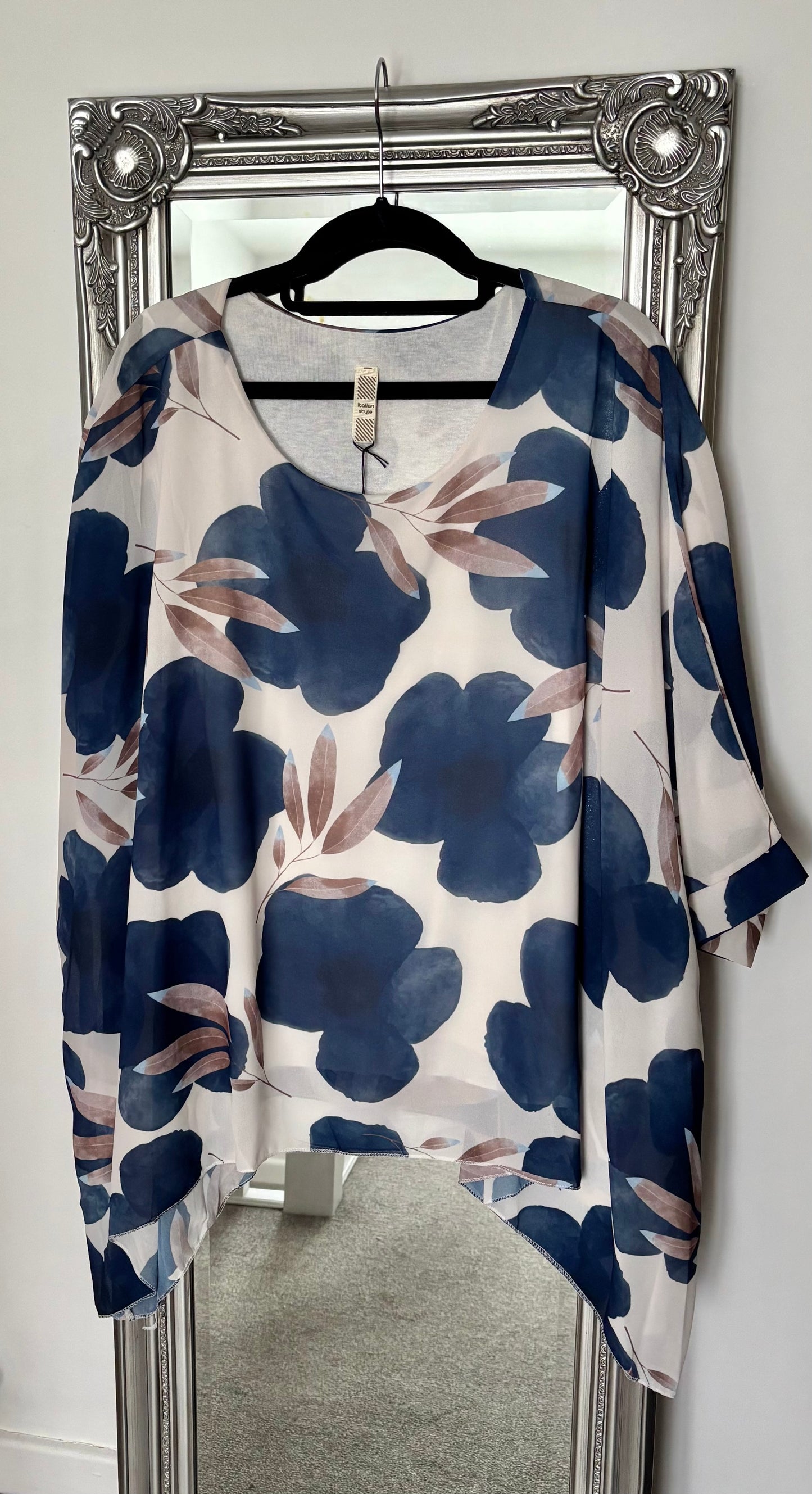 Chiffon Bat Wing Tunic - Leaves