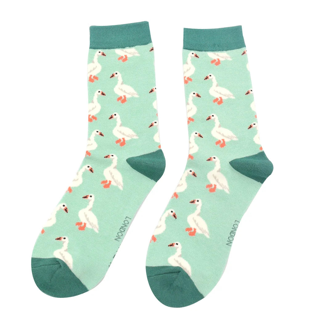 Bamboo Socks For Women - White Ducks