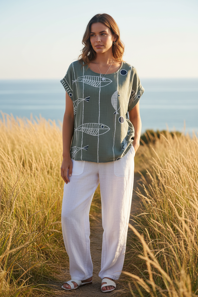 Cotton Fish Print Top