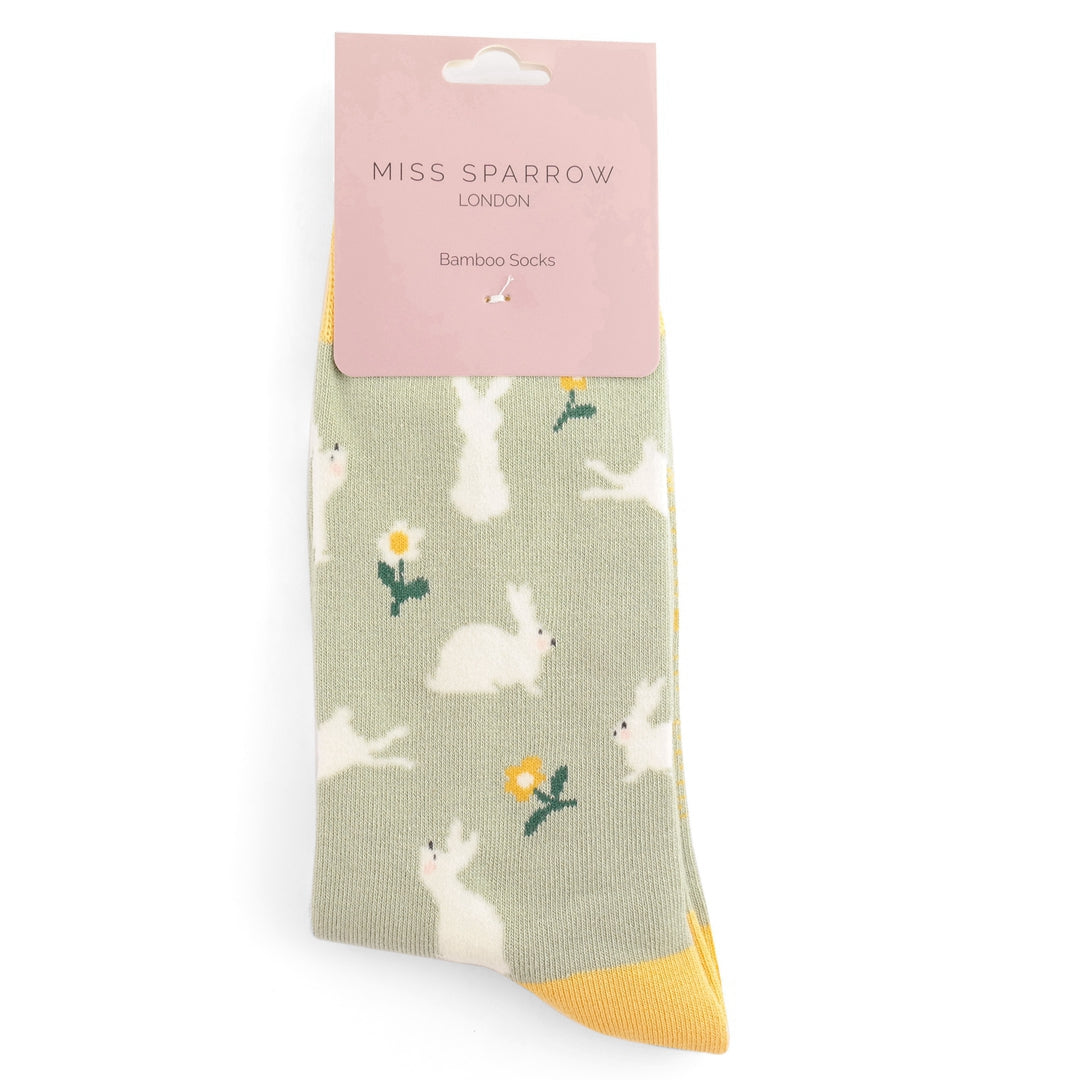 Bamboo Socks For Women - Bunnies & Daisies