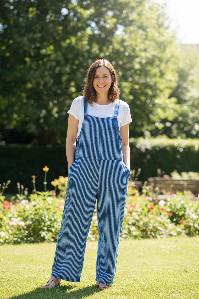 Cotton Stripe Dungarees
