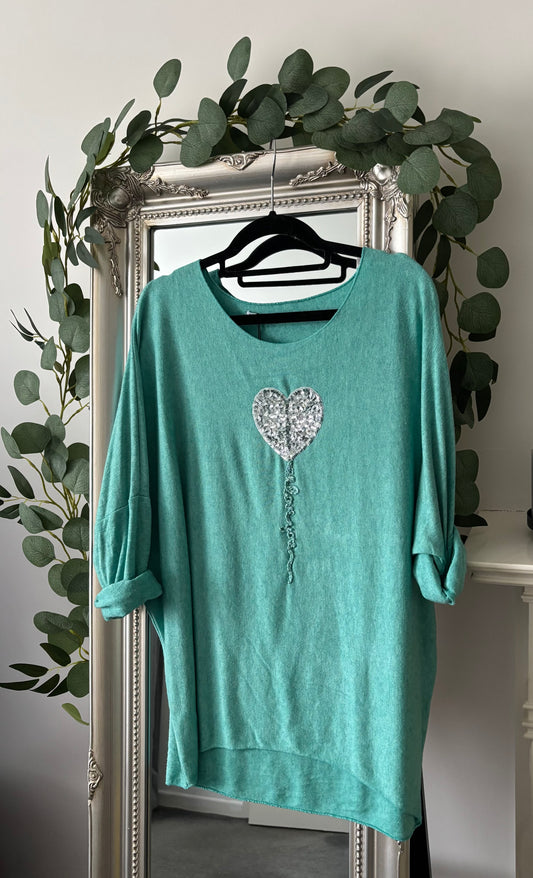 Sequin Heart Balloon Jumper