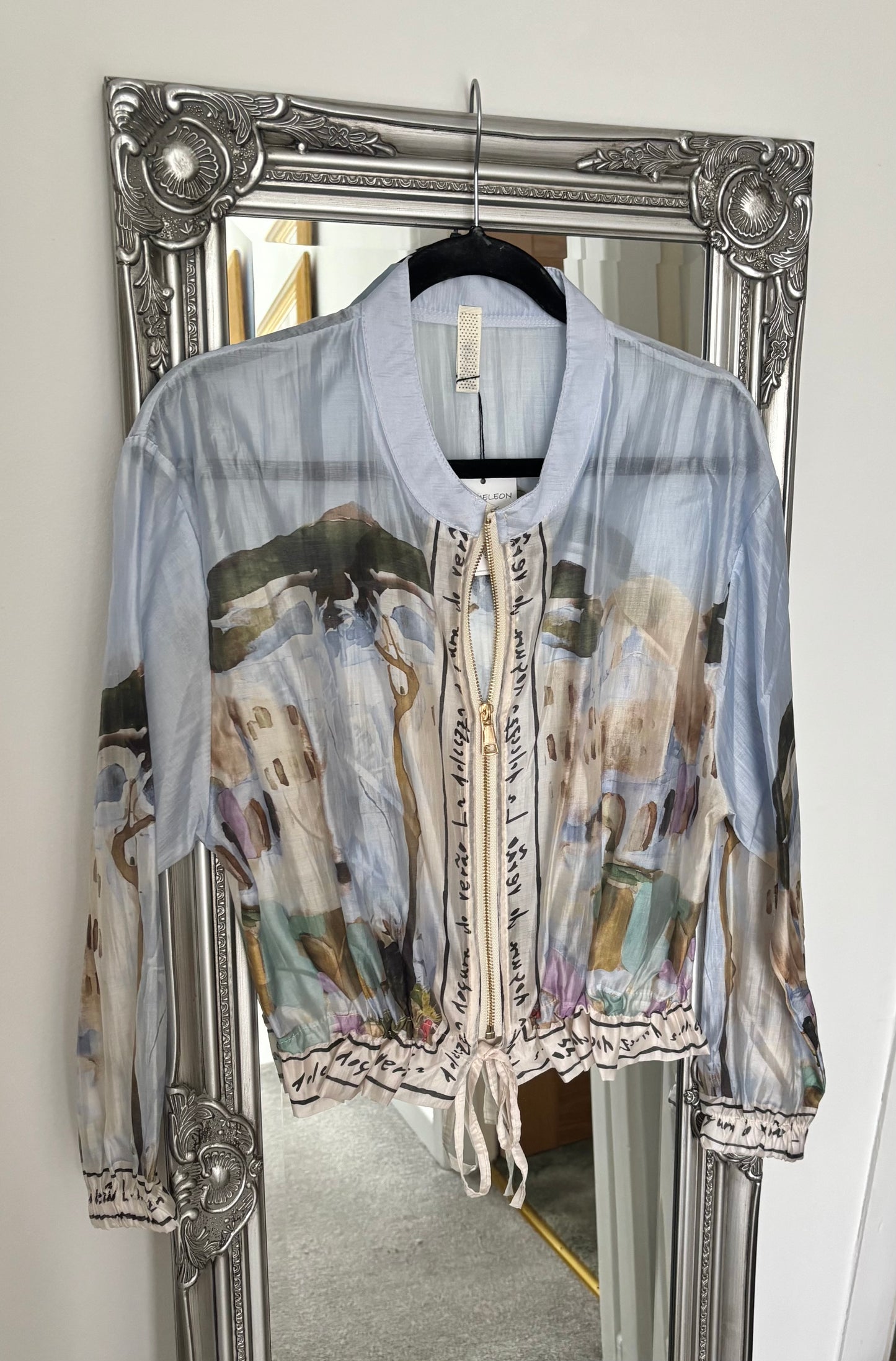 Chiffon Print Zip Jacket