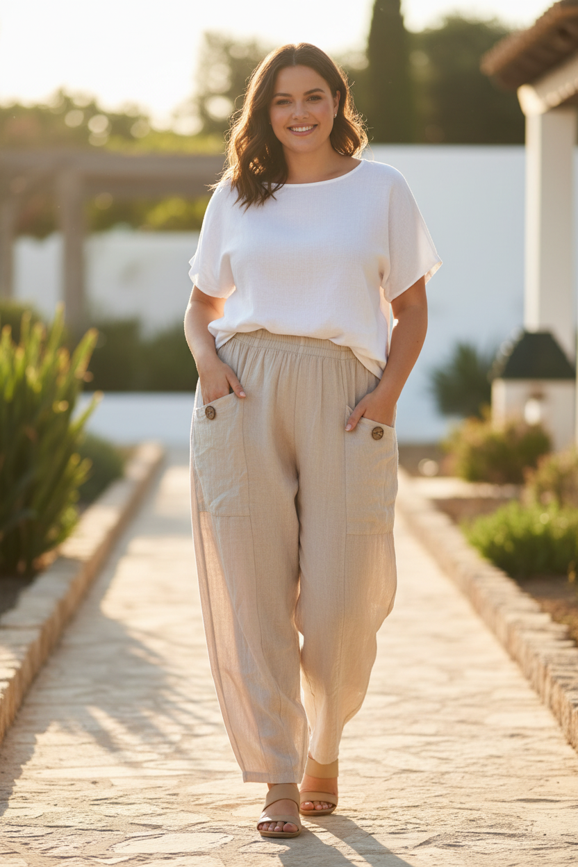 Plus Size Linen Trousers