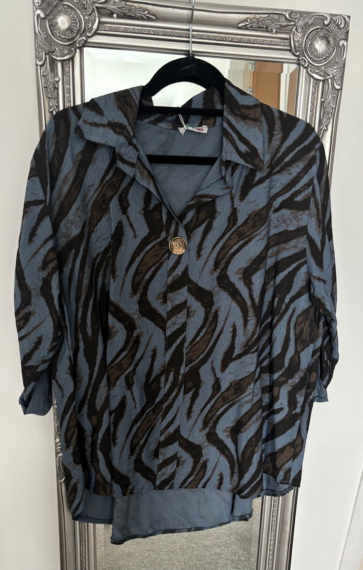 Zebra Print Mock Shirt