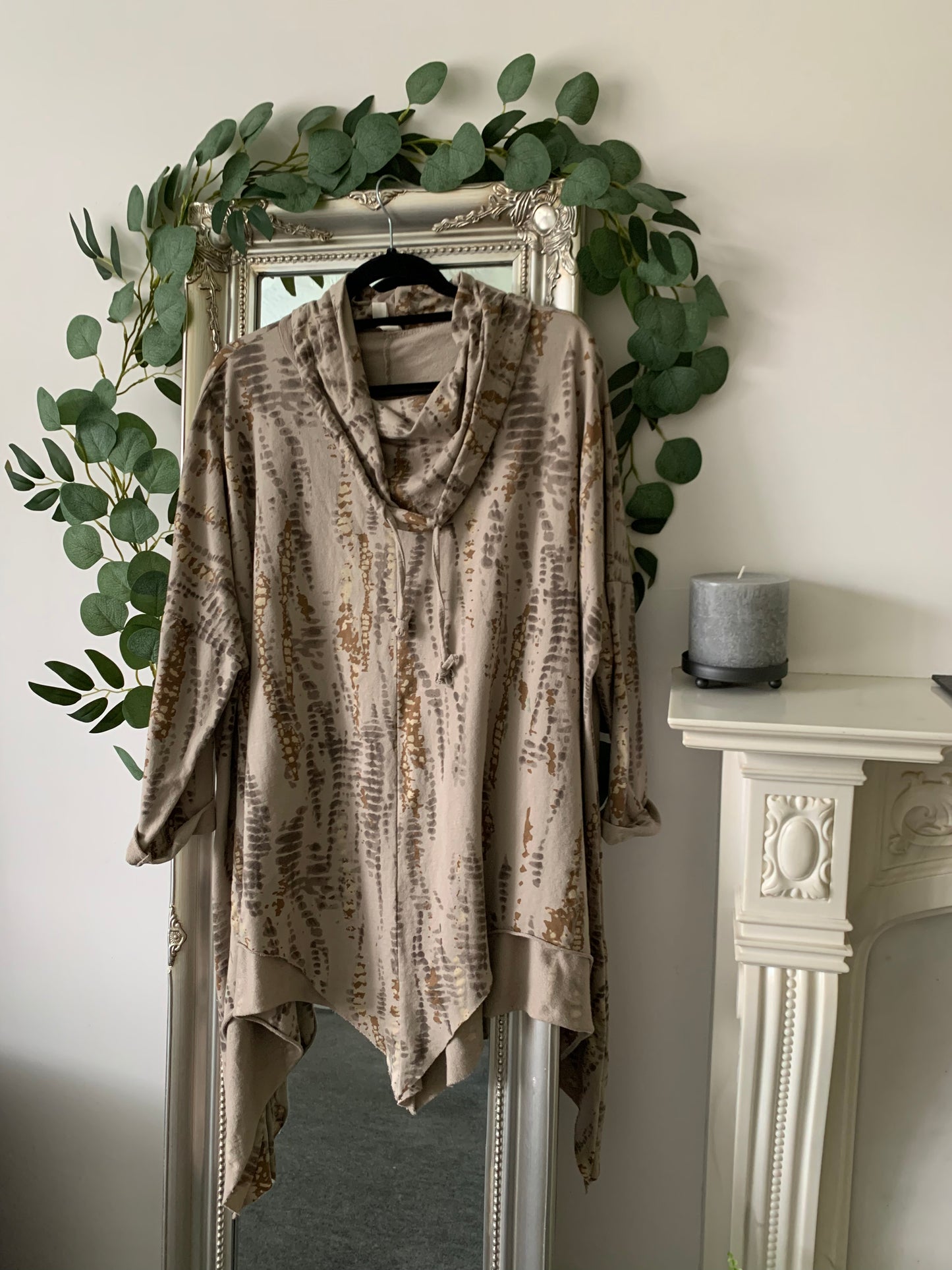 Snakeskin Print Cowl Neck Tunic