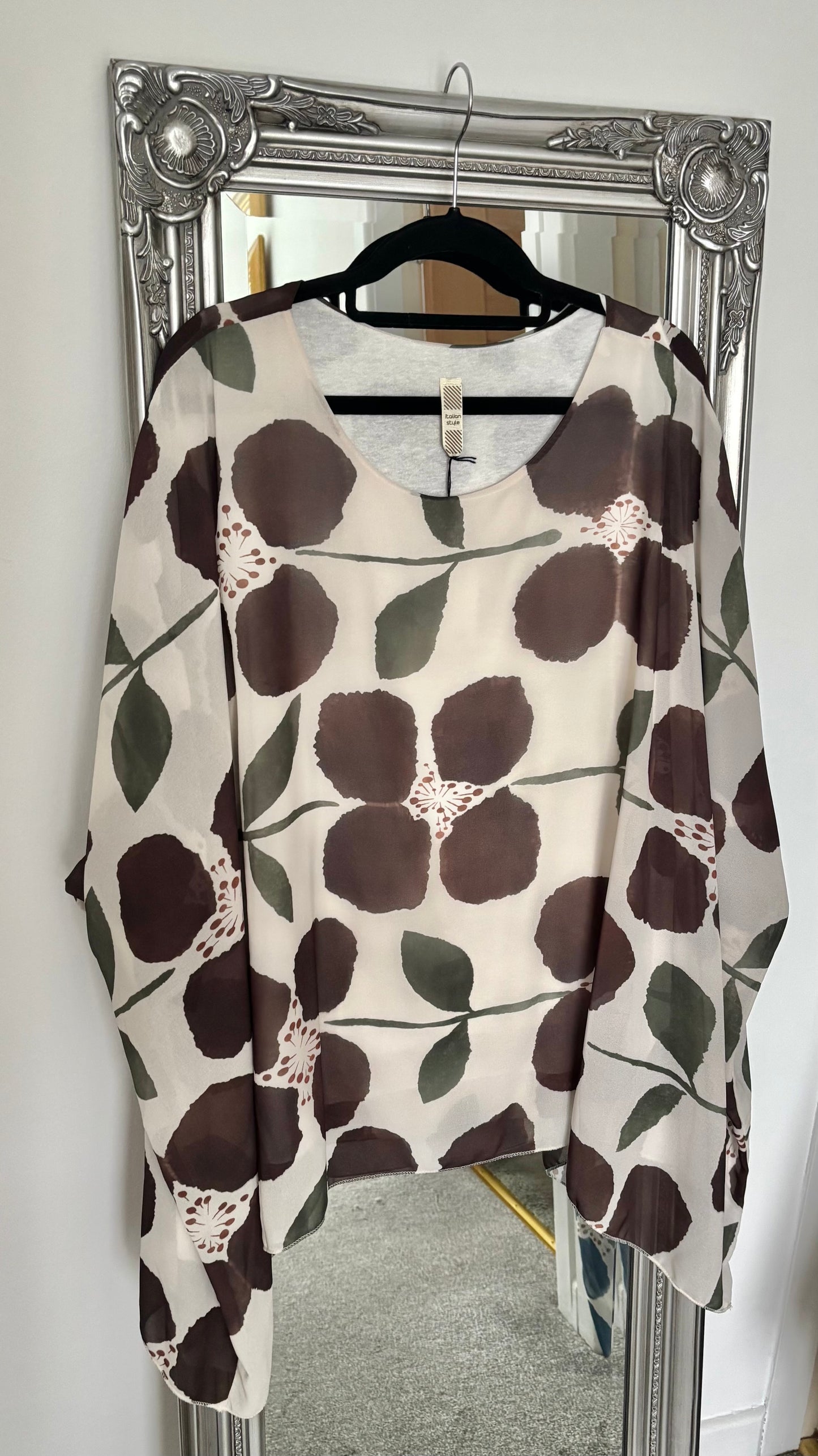 Chiffon Bat Wing Tunic -Floral