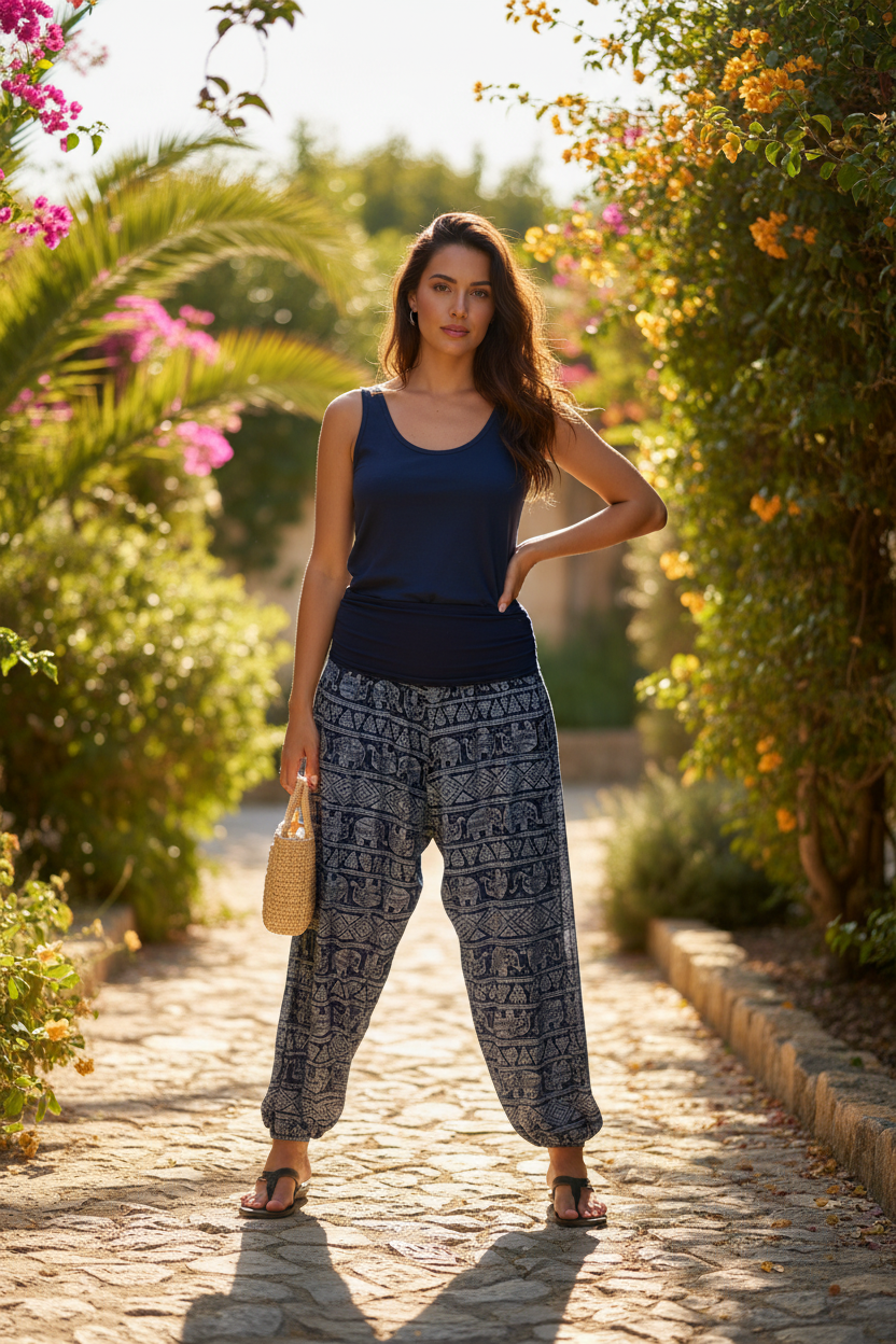 Elephant Print Harem Trousers